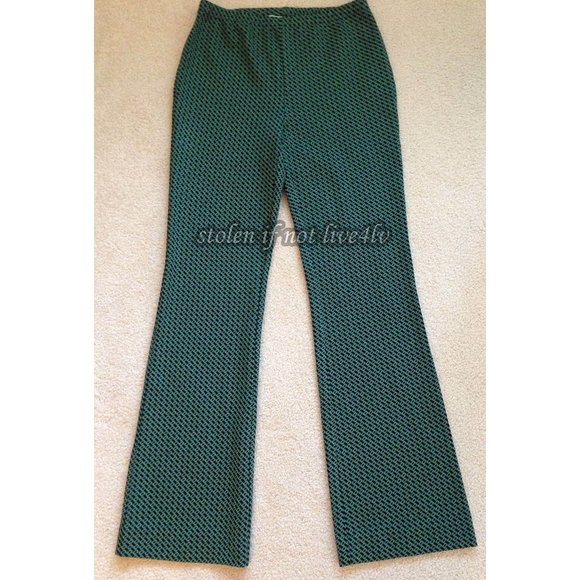 $598 NWT Auth Diane von Furstenberg Caspian green black link print pants mfg S - Picture 4 of 7